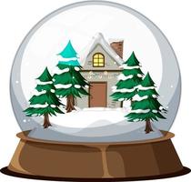 casa de invierno y árbol en snowdome