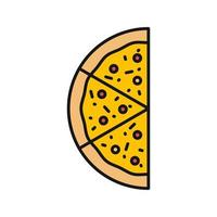 Half of pizza color icon. Pizzeria sign. Isolated vector illustration