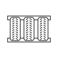 Car tires linear icon. Thin line illustration. Automobile wheels. Contour symbol. Vector isolated outline drawing
