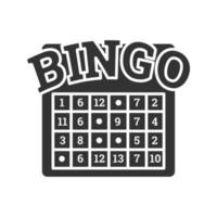 Bingo game glyph icon. Lottery. Casino. Silhouette symbol. Negative space. Vector isolated illustration