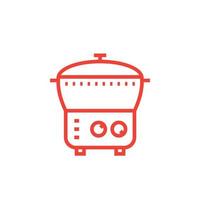 electric cooker icon, steamer, multi cooker in linear style vector