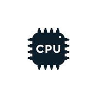 CPU icon, electronic circuit, processor, chipset on white vector