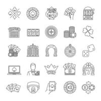 Casino linear icons set. Gambling. Cards games. Thin line contour symbols. Isolated vector outline illustrations
