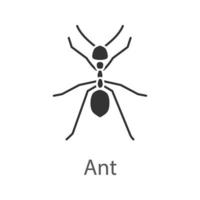 Ant glyph icon. Insect. Silhouette symbol. Negative space. Vector isolated illustration