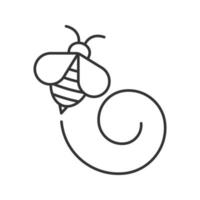 Flying honey bee linear icon. Apiary sign. Thin line illustration. Wasp. Contour symbol. Vector isolated outline drawing