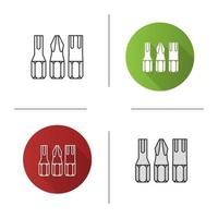 Screwdriver bits icon. Flat design, linear and color styles. Isolated vector illustrations