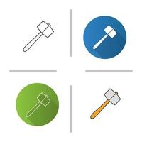 Lump hammer icon. Flat design, linear and color styles. Maul. Isolated vector illustrations