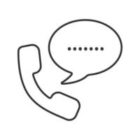 Handset with speech bubble linear icon. Hotline. Thin line illustration. Autoresponder contour symbol. Vector isolated outline drawing