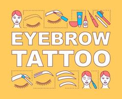 banner de conceptos de palabra de tatuaje de ceja. servicio de belleza. henna para las cejas. salón de belleza. microblading de cejas. presentación, sitio web. idea de tipografía de letras aisladas, icono lineal. ilustración de contorno vectorial vector