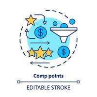 Casino comp points concept icon. Redeem points and bonuses idea thin line illustration. Cashback and reward offer. Loyalty reward program. Vector isolated outline drawing. Editable stroke