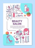 Diseño de plantilla de póster de procedimientos de salón de belleza. salón de cosmetología, spa. banner, folleto, diseño de impresión de folletos con iconos lineales. diseño de página de folleto de vector para revistas, folletos publicitarios