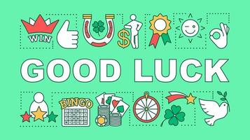 Good luck word concepts banner. Fortune. Gambling, games of chance. Jackpot, win and success. Presentation, website. Isolated lettering typography idea with linear icons. Vector outline illustration