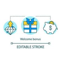 Casino welcome bonus concept icon. Gift presents idea thin line illustration. Redeem points, customer reward program. Discounts, special offers. Vector isolated outline drawing. Editable stroke