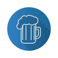 Beer glass flat linear long shadow icon. Vector outline symbol