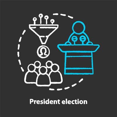 President election chalk concept icon. Public speech idea. Choosing new head of state. National voting day, electing new country, nation leader. Vector isolated chalkboard illustration