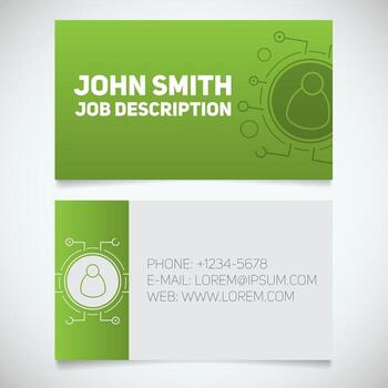 Business card print template with user logo. Manager. Programmer. System administrator. Stationery design concept. Vector illustration