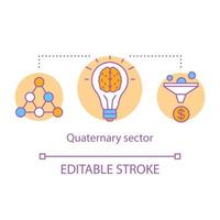 Quaternary sector concept icon. Knowledge sector idea thin line illustration. Intellectual activity, research and development. Economy sector. Vector isolated outline drawing. Editable stroke