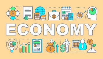 Economy word concepts banner. Economic sector. Business and manufacturing. Merchandising. Presentation, website. Isolated lettering typography idea with linear icons. Vector outline illustration