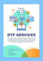 DTP services brochure template layout. Content translation. Flyer, booklet, leaflet print design with linear illustrations. Vector page layouts for magazines, annual reports, advertising posters