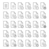 Documents linear icons set. Statistics, medical insurance and test, contract, approved document. Send, pin, upload, download file. Thin line contour symbols. Isolated vector outline illustrations