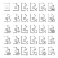 Documents linear icons set. Statistics, medical insurance and test, contract, approved document. Send, pin, upload, download file. Thin line contour symbols. Isolated vector outline illustrations