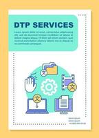 DTP services brochure template layout. Copy editing, translation. Flyer, booklet, leaflet print design with linear illustrations. Vector page layouts for magazines, annual reports, advertising posters