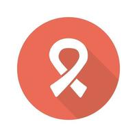 AIDS ribbon flat design long shadow glyph icon. Vector silhouette illustration