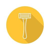 Shaving razor flat linear long shadow icon. Shaver. Vector outline symbol