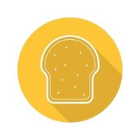 Toasted bread flat linear long shadow icon. Sandwich toast. Vector outline symbol