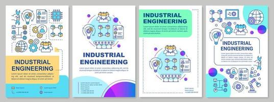 Diseño de plantilla de folleto de ingeniería industrial. fabricación. folleto, folleto, diseño de impresión de folletos con ilustraciones lineales. diseños de páginas vectoriales para revistas, informes anuales, carteles publicitarios vector