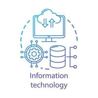 Information technology concept icon. Computer science. Structuring, storing, retrieving, and sending information idea thin line illustration. Vector isolated outline drawing. Editable stroke