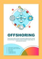 Offshoring brochure template layout. Business partnership. Flyer, booklet, leaflet print design with linear illustrations. Vector page layouts for magazines, annual reports, advertising posters