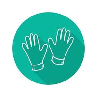 Gloves flat linear long shadow icon. Vector outline symbol