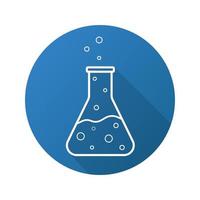 icono de reacción química plana lineal larga sombra. botella de poción hirviendo. símbolo de contorno vectorial vector