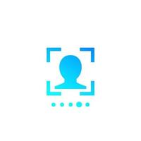 Face recognition, biometric scanning icon vector