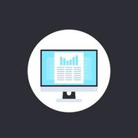 Data analytics, statistics charts and spreadsheet vector icon