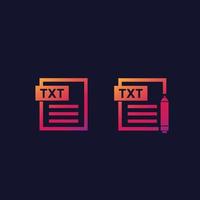 TXT document, edit txt file vector icons