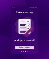 Take a survey, mobile vector design