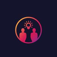 idea, insight, brainstorm, thinking vector icon with people