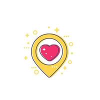 pinpoint with heart, dating icon vector