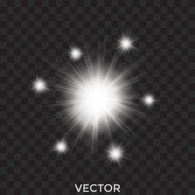 starburst, stars vector, transparent white lights