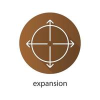 Expansion flat linear long shadow icon. Expand abstract metaphor. Vector outline symbol