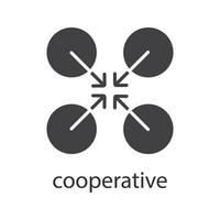 Cooperative symbol glyph icon. Silhouette symbol. Cooperation and teamwork abstract metaphor. Negative space. Vector isolated illustration