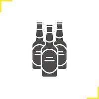 Beer bottles glyph icon. Silhouette symbol. Negative space. Vector isolated illustration
