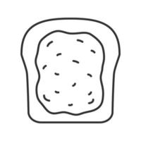 Toast with jam or butter linear icon. Thin line illustration. Breakfast. Contour symbol. Vector isolated outline drawing