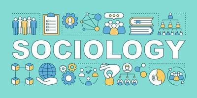 Sociology word concepts banner. Society and community. Presentation, website. Social integration and interpersonal relations. Isolated typography idea with linear icons. Vector outline illustration