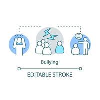 Bullying concept icon. Social prejudice, conflicts idea thin line illustration. Violence, oppression in society. Antisocial behavior, violence. Vector isolated outline drawing. Editable stroke