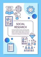 Social research poster template layout. Social sciences. Interpersonal relations. Banner, booklet, leaflet print design with linear icons. Vector brochure page layout for magazines, advertising flyers