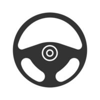 Car rudder glyph icon. Steering wheel. Silhouette symbol. Negative space. Vector isolated illustration