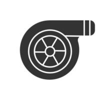 Turbocharger glyph icon. Colloquially turbo. Silhouette symbol. Negative space. Vector isolated illustration